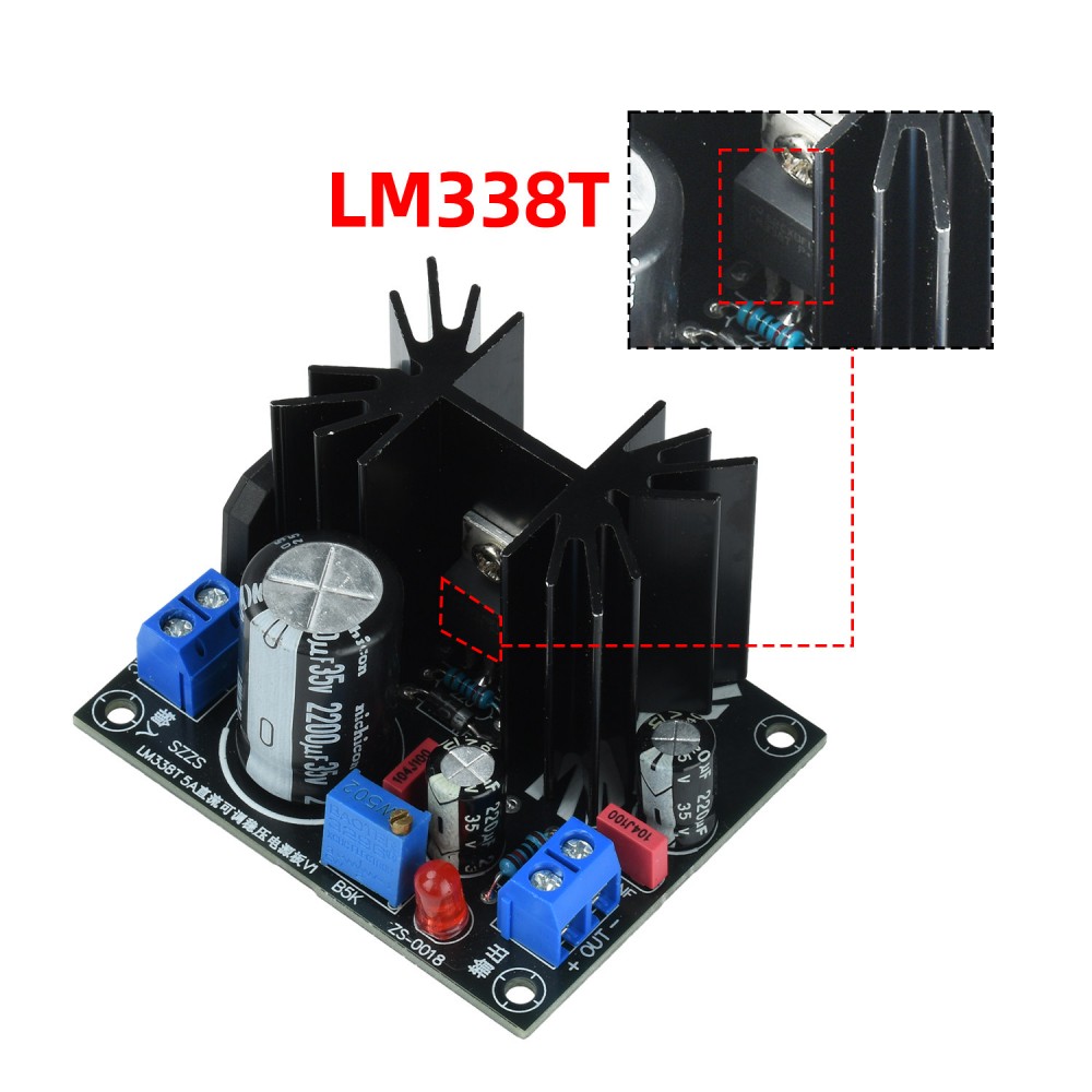 Linear Lab Power Supply Adjustable - LM338T Doğrusal Ayarlanabilir Voltaj Regülatör Modülü
