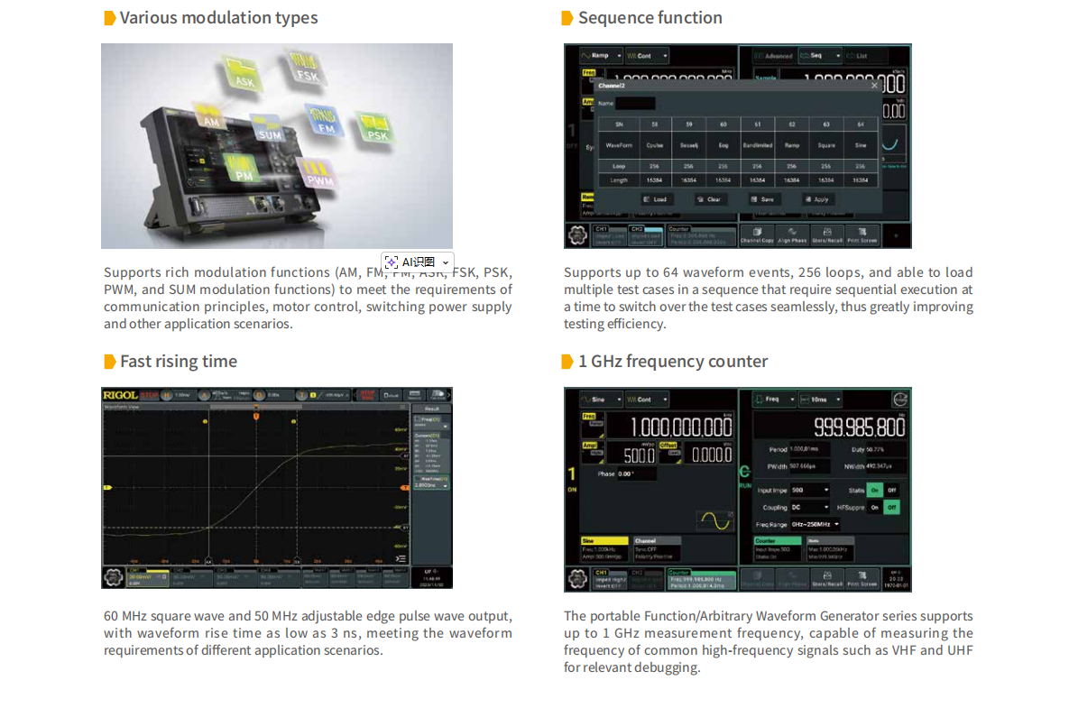 Function Arbitrary Waveform Generator - DG902 Pro 70MHz 1.25GSa/s 16-Bit Taşınabilir