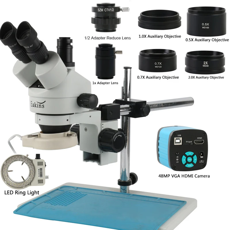 Stereo Trinocular Microscope Pcb - 48MP 4K HDMI USB Video C