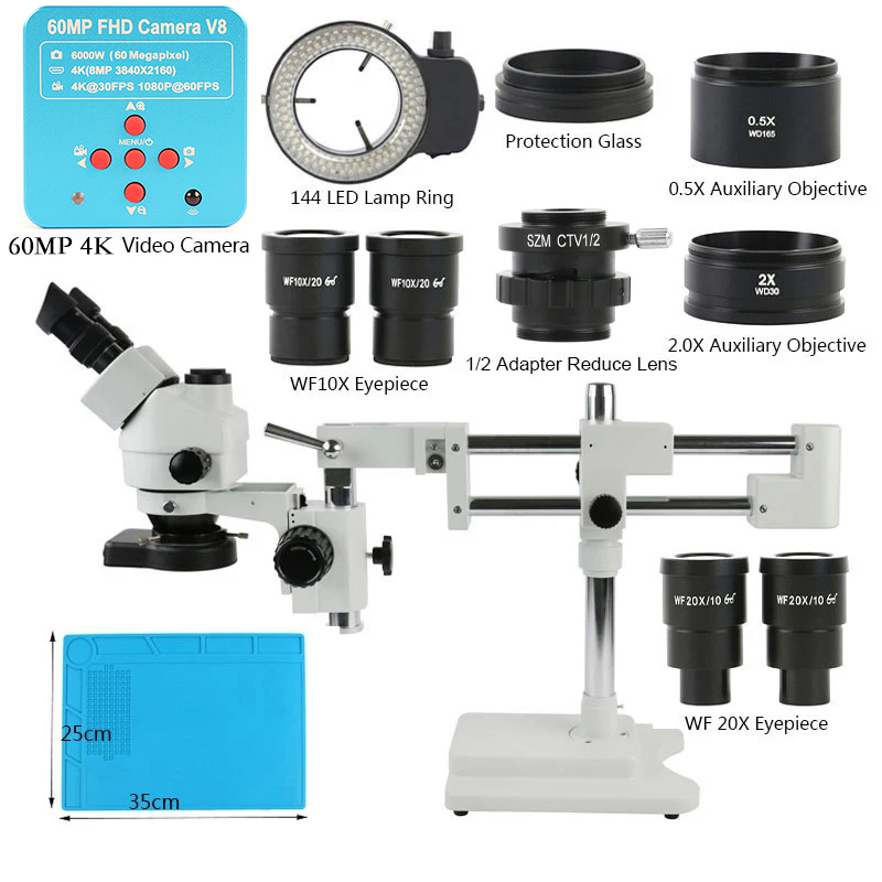 Stereo Trinocular Microscope Pcb - 3.5X 90X 180X Simul-Focus Çift Bom
