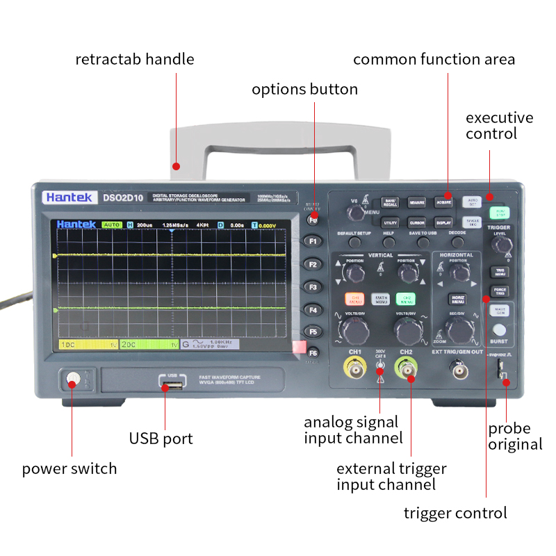 Hantek DSO2D10 Dijital Depolam - Digital Storage Oscilloscope 100Mhz incelemesi ve fiyatı