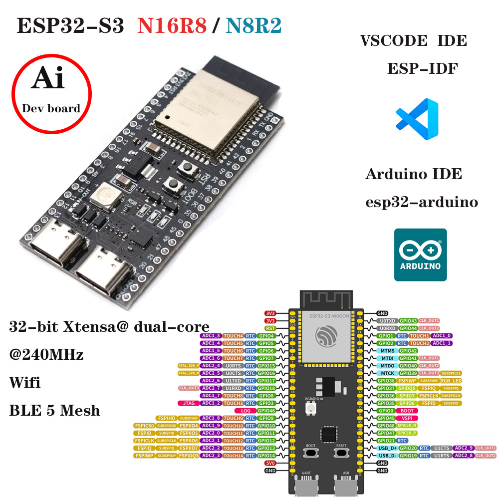 Genişletme Adaptör Kiti ile ES - Esp32 S3 Development Board Lot incelemesi ve fiyatı